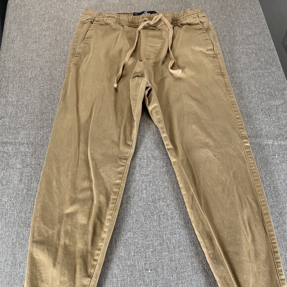 Hollister Skinny Jogger Pants Men's Khaki Beige Small Mid Rise Drawstring Casual - Picture 4 of 16
